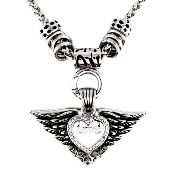 Wings of Love Heavy Metal Valentines Biker Necklace
